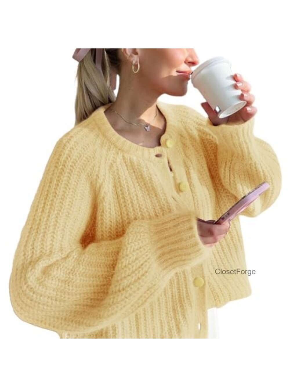 Women's Chunky Knit Cardigan Sweater Button Down Long Sleeve Casual Coat